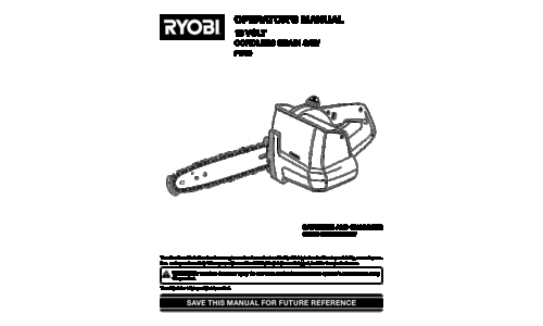 Ryobi Outdoor Chainsaw P540 User Manual