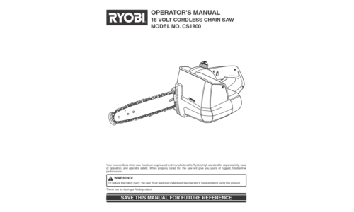 Ryobi Outdoor Chainsaw CS1800 User Manual