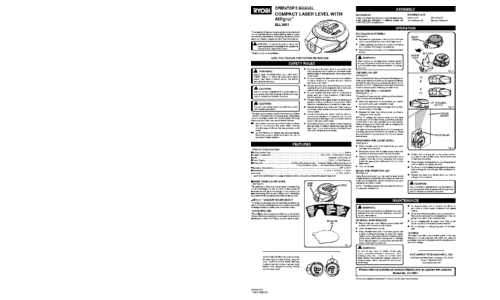 Ryobi Laser Level ZRELL1001 User Manual