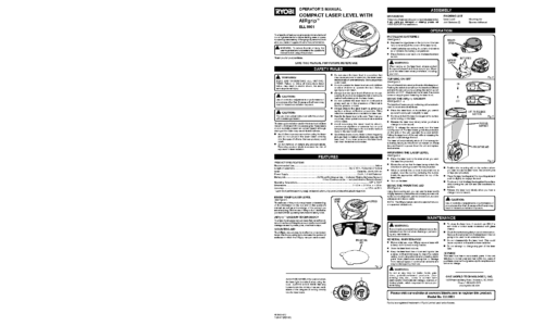 Ryobi Laser Level ELL1001 User Manual