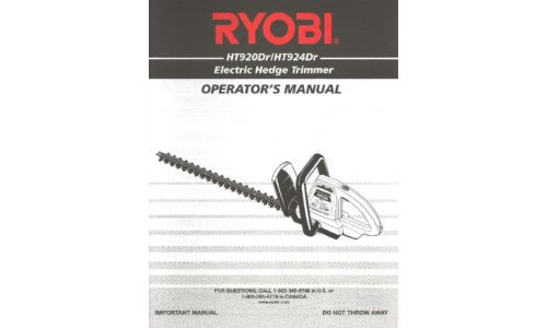 Ryobi HT924Dr User Manual