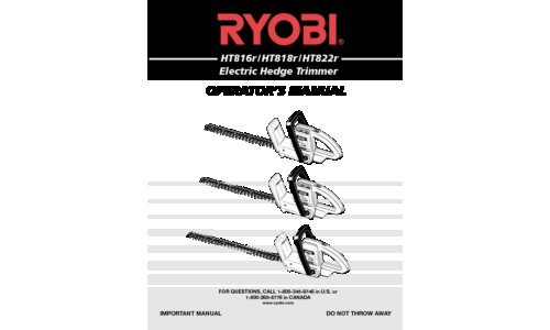 Ryobi HT816r, HT818r, HT822r User Manual