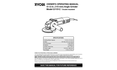 Ryobi G1151C user manual