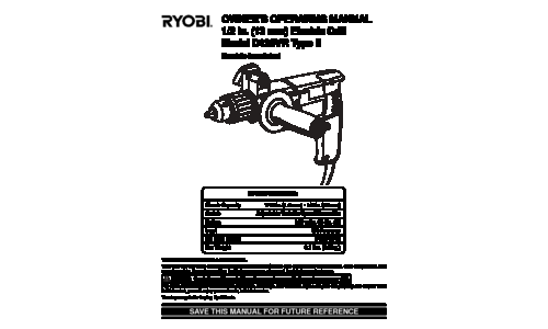 Ryobi D130VR user manual