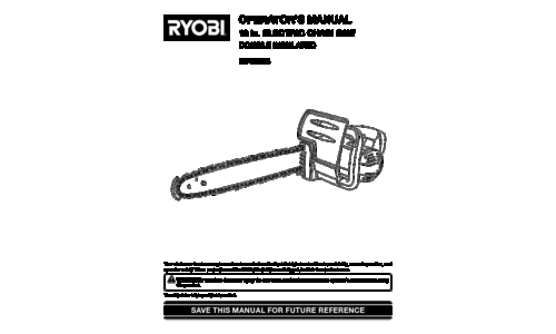 Ryobi Chainsaw RY43006 User Manual