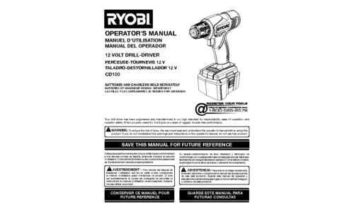 Ryobi CD100 User Manual