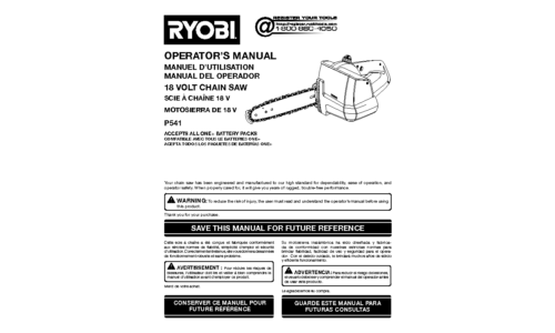 Ryobi Battery Charger P541 User Manual