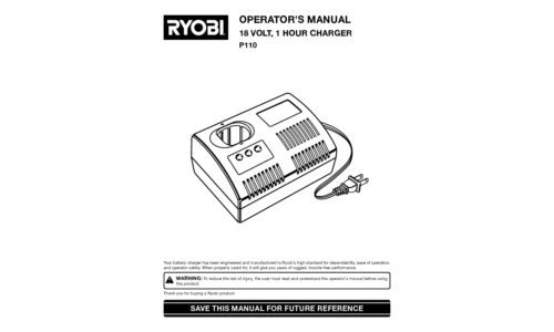 Ryobi Battery Charger P110 User Guide