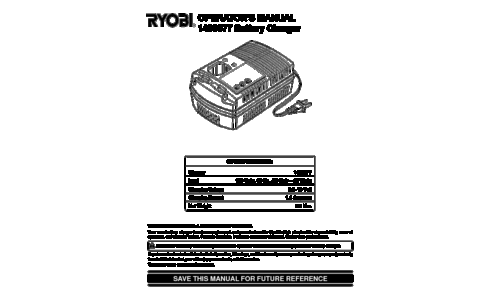 Ryobi Battery Charger 1400677 User Manual