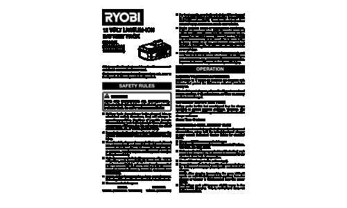 Ryobi Battery Charger 130503001 User Manual