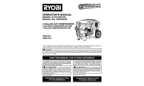 Ryobi Air Compressor YN301PL User Manual