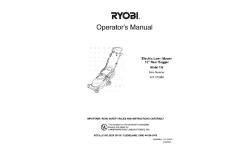 Ryobi 247.370380 User Manual