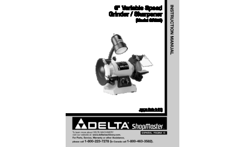 Delta SHOPMASTER GR250 User Manual