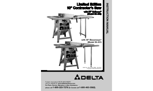 Delta 36-426 Saw User Manual