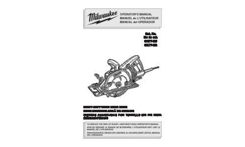 Milwaukee Tools Worm Drive Saw User Manual