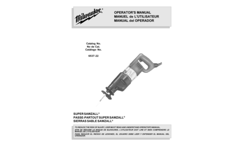 Milwaukee Tools Saw 6537-22 User Manual