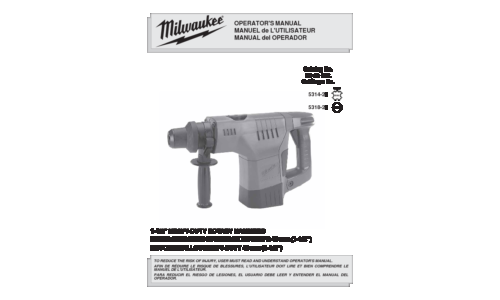 Milwaukee Tools Power Hammer 5314-21 User Manual