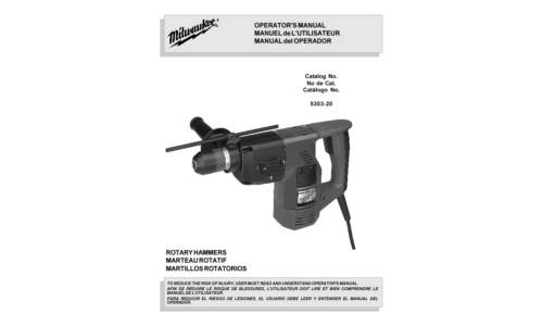 Milwaukee Tools Power Hammer 5303-20 User Manual