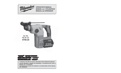 Milwaukee Tools Power Hammer 0756-20 User Manual