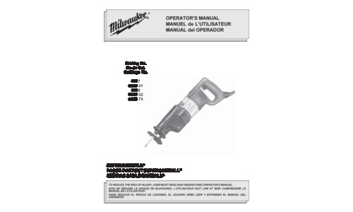 Milwaukee Tools Cordless Saw 6527 User Manual