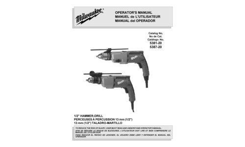 Milwaukee Tools Cordless Drill 5381-20 User Manual