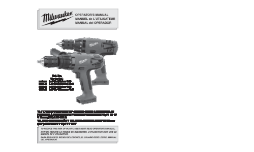 Milwaukee Tools Cordless Drill 0615-20 User Manual