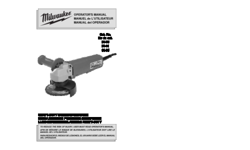 Milwaukee HEAVY-DUTYSANDERS User Manual