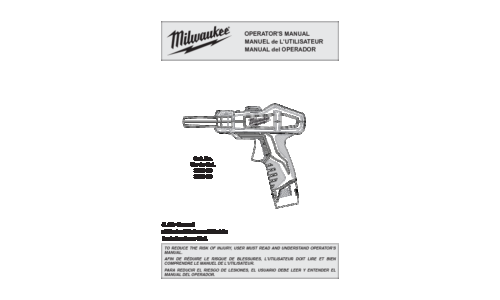 Milwaukee CALIBRATION 2239-20 Operator`s manual