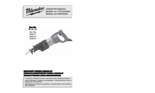 Milwaukee 6523-21 User Manual