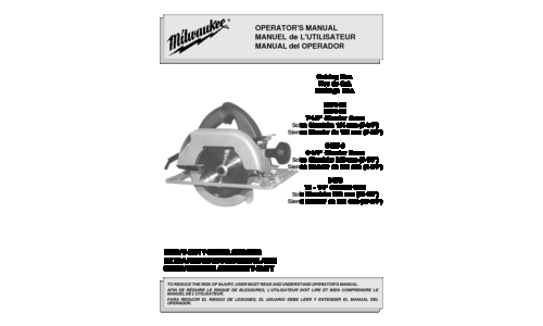 Milwaukee 6375-20 Saw User Manual