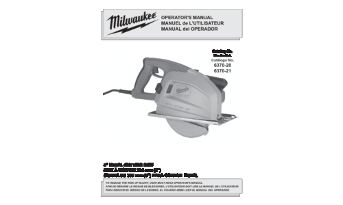 Milwaukee 6370-20 User Manual