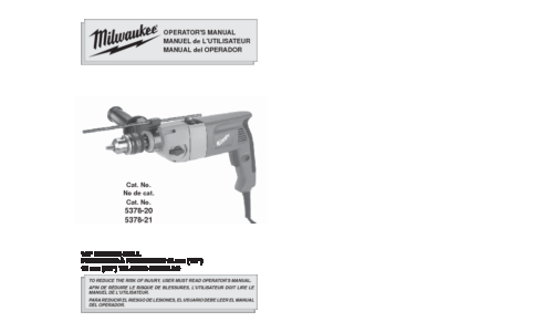 Milwaukee 5378-21 User Manual