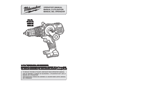 Milwaukee 2611-20 User Manual