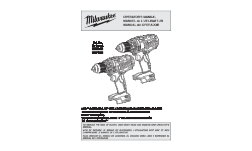 Milwaukee 2603-20 User Manual