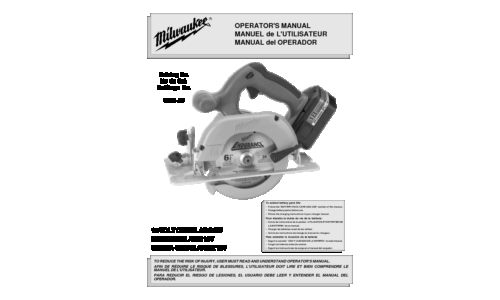 Milwaukee 18v Circular Saw User Manual