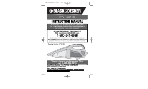 Black and Decker VPX2102 User Manual