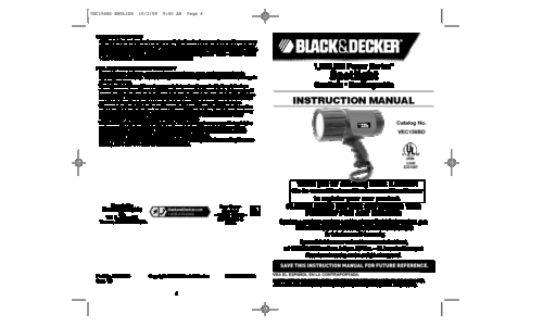 Black and Decker VEC156BD User Manual