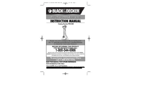 Black and Decker PSV1800 User Manual