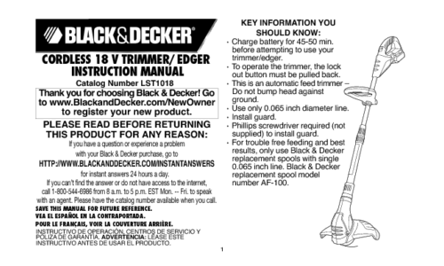 Black and Decker LST1018 User Manual